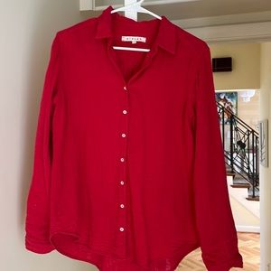 Xirena button down cotton shirt in red